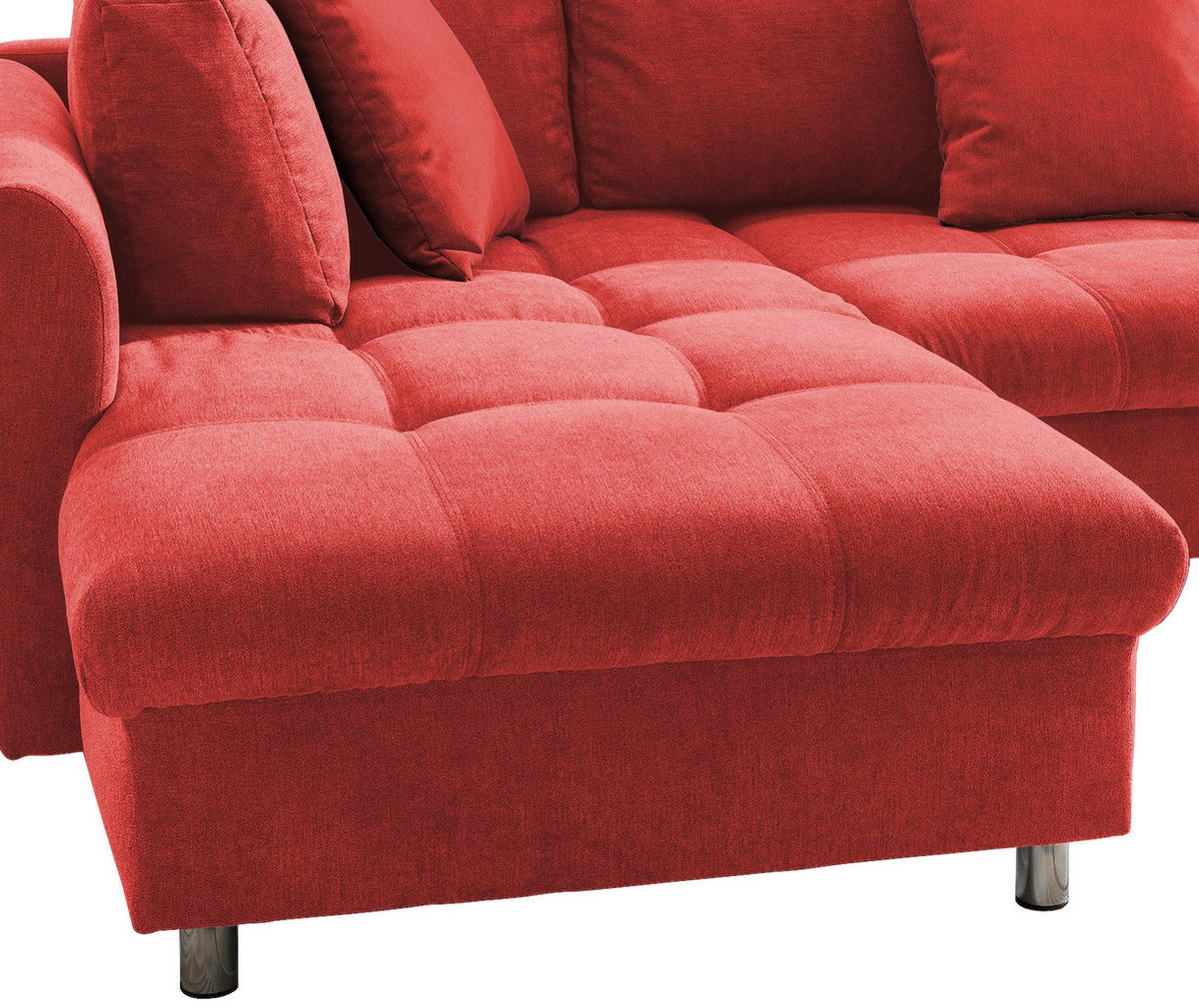ECKSOFA Rot Mikrofaser  - Chromfarben/Rot, Design, Kunststoff/Textil (190/250cm) - Livetastic