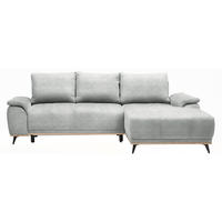 ECKSOFA in Struktur Grau  - Schwarz/Grau, Modern, Textil/Metall (262/168cm) - home24