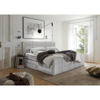 BOXSPRINGBETT 180/200 cm  in Hellgrau  - Hellgrau/Schwarz, MODERN, Holzwerkstoff/Kunststoff (180/200cm) - MID.YOU