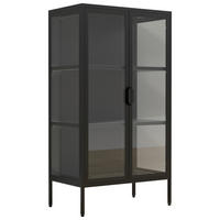 VITRINE Floka in Schwarz  - Transparent/Schwarz, Design, Glas/Metall (60/110/35cm) - MID.YOU