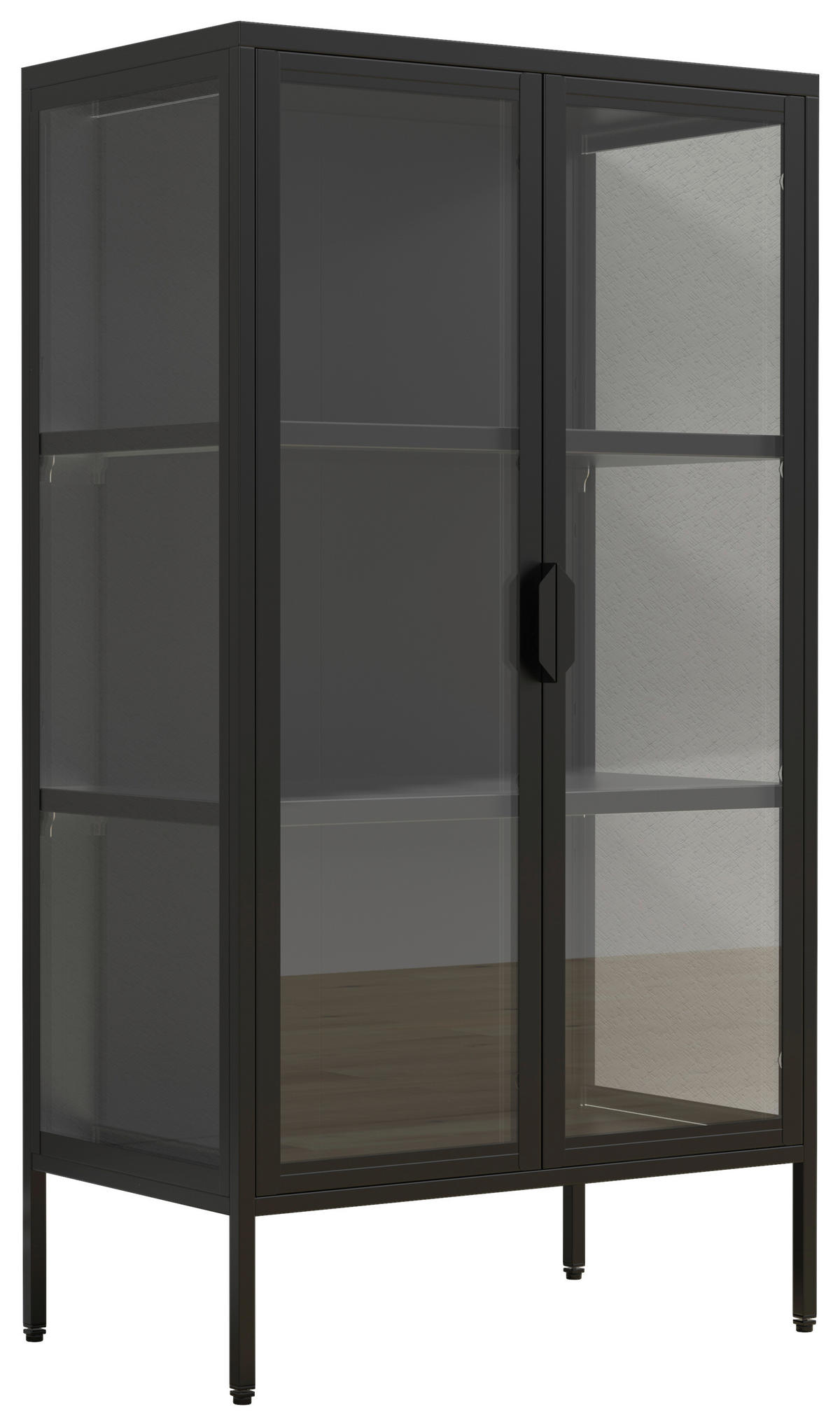 VITRINE Floka in Schwarz  - Transparent/Schwarz, Design, Glas/Metall (60/110/35cm) - MID.YOU