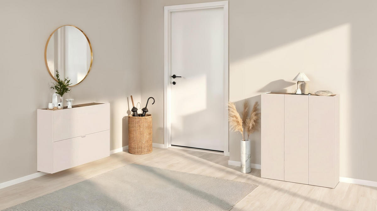 SCHUHKIPPER  in 104/77/29 cm  - Kaschmir/Eichefarben, Design, Holzwerkstoff/Metall (104/77/29cm) - MID.YOU