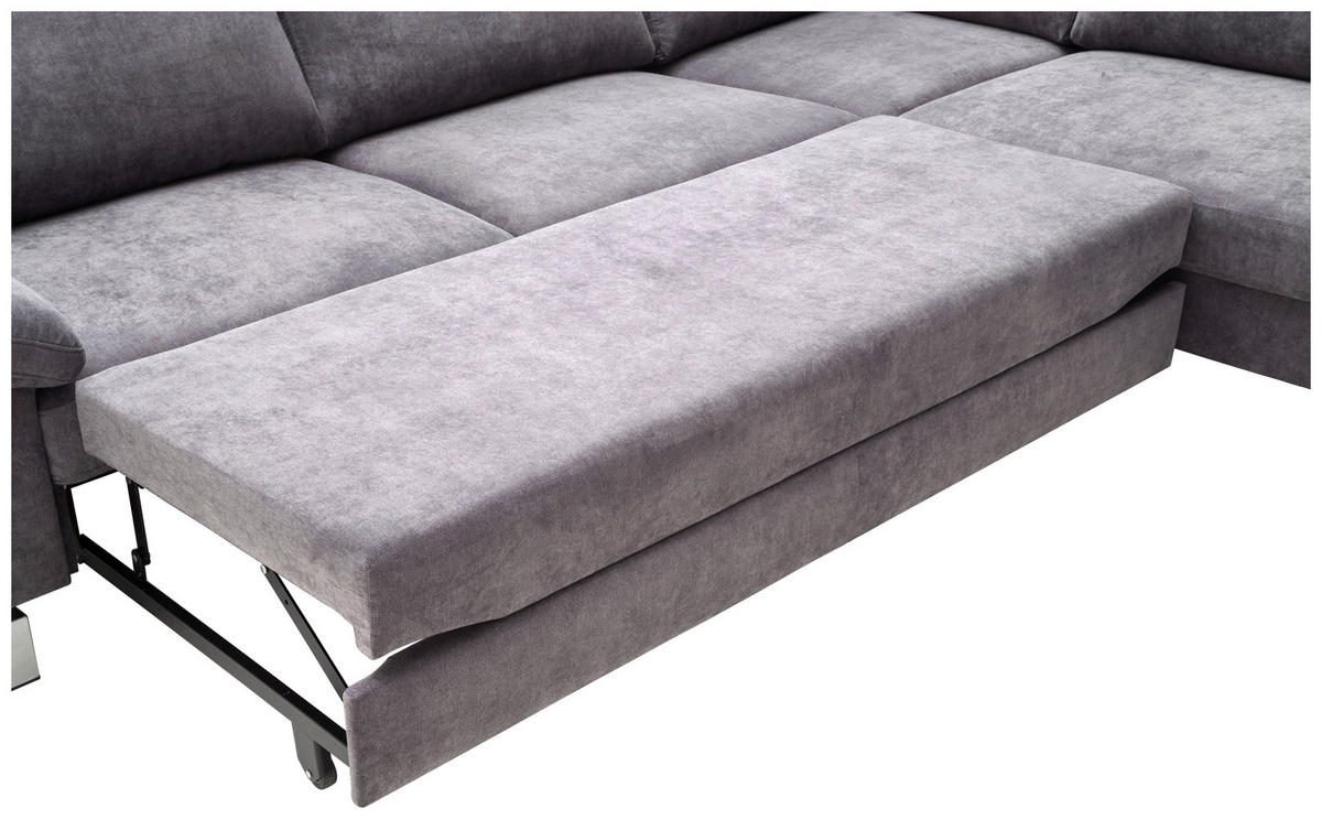 SAROKKANAPÉ textil sötétszürke  - krómszínű/sötétszürke, Design, textil/fém (281/200cm) - Pure Home Lifestyle