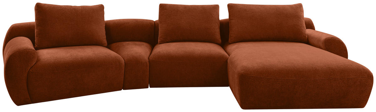 ECKSOFA Rostfarben Chenille  - Rostfarben/Schwarz, KONVENTIONELL, Kunststoff/Textil (362/176cm) - Carryhome