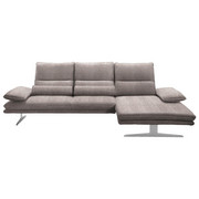 WOHNLANDSCHAFT in Textil Hellbraun - Chromfarben/Hellbraun, Design, Textil (291/164cm) - Chilliano