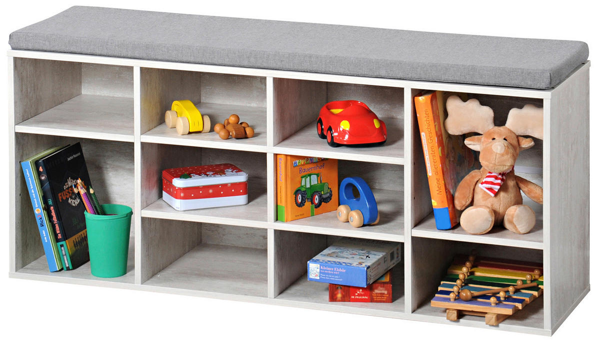 SCHUHSCHRANK Grauweiß  - Grauweiß, MODERN, Holzwerkstoff (103,5/48/29,5cm) - Kesper