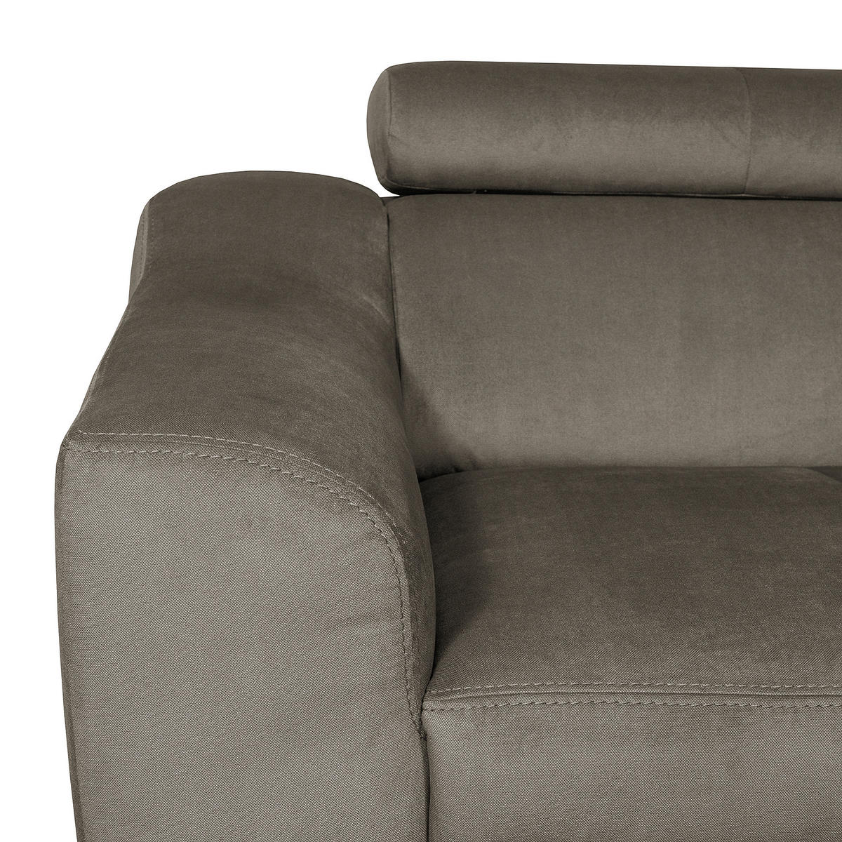 ECKSOFA in Webstoff Graubraun  - Graubraun/Buchefarben, Design, Holz/Textil (245/208cm) - Livetastic