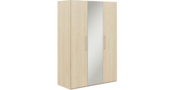 KLEIDERSCHRANK 3-türig Eichefarben  - Edelstahlfarben/Eichefarben, Design, Glas/Holzwerkstoff (151,3/213,6/59,3cm) - Cantus