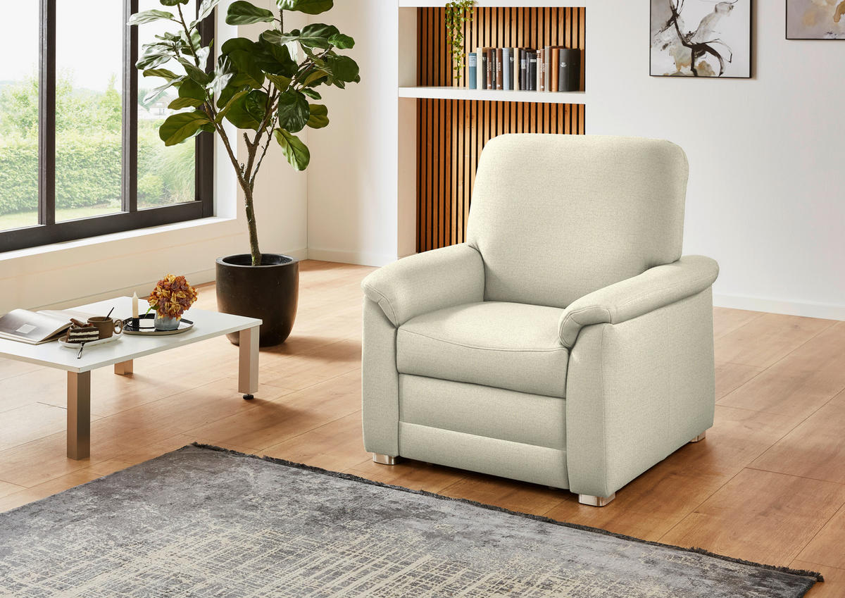 SESSEL Chenille Beige  - Beige/Alufarben, Konventionell, Textil/Metall (88/96/89cm) - Beldomo Comfort