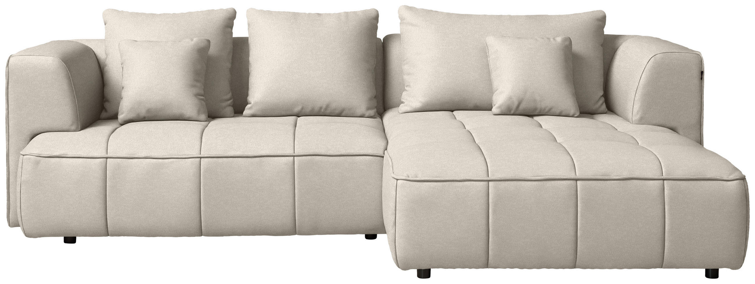 ECKSOFA  in Webstoff Creme  288/188 cm  - Creme/Schwarz, Design, Kunststoff/Textil (288/188cm) - Welnova