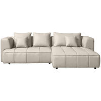 ECKSOFA  in Webstoff Creme  288/188 cm  - Creme/Schwarz, Design, Kunststoff/Textil (288/188cm) - Welnova