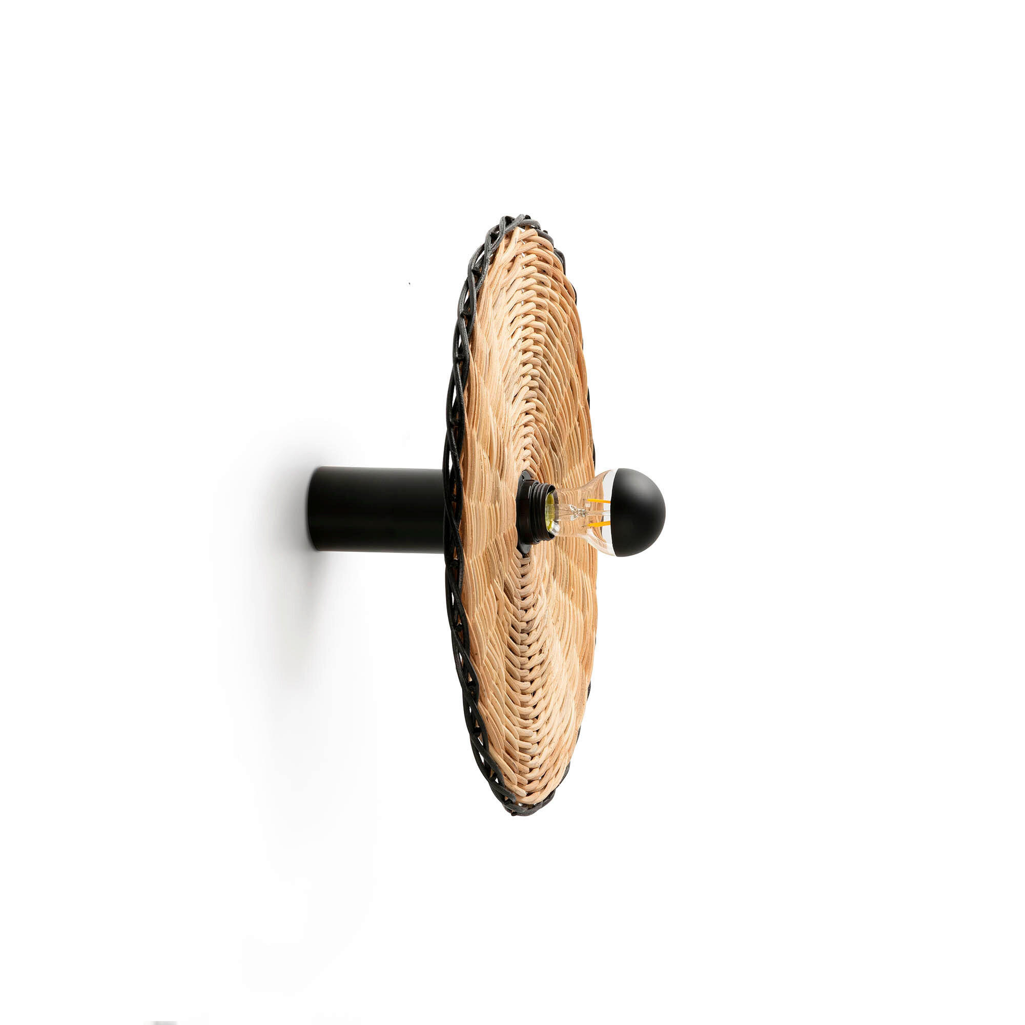 WANDLEUCHTE 16/40/14.2 cm   - Schwarz, Natur, Naturmaterialien/Metall (16/40/14.2cm)