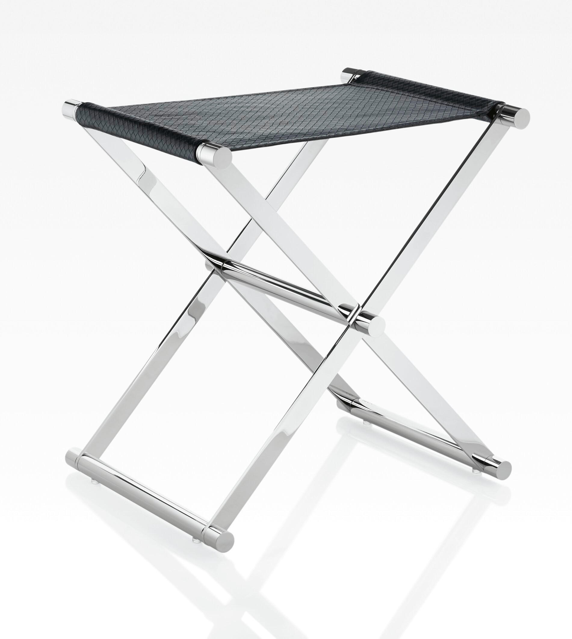 KLAPPHOCKER Lederlook Schwarz, Chromfarben  - Chromfarben/Schwarz, Design, Textil/Metall (34,5/45/45cm) - Joop!
