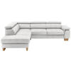 ECKSOFA in Mikrofaser Ecru  - Ecru/Eichefarben, Natur, Holz/Textil (226/273cm) - Beldomo System