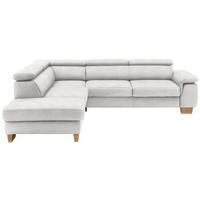 ECKSOFA in Mikrofaser Ecru  - Ecru/Eichefarben, Natur, Holz/Textil (226/273cm) - Beldomo System