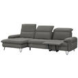 ECKSOFA in Flachgewebe Hellgrau  180/310 cm  - Hellgrau/Schwarz, LIFESTYLE, Textil/Metall (180/310cm) - Valnatura