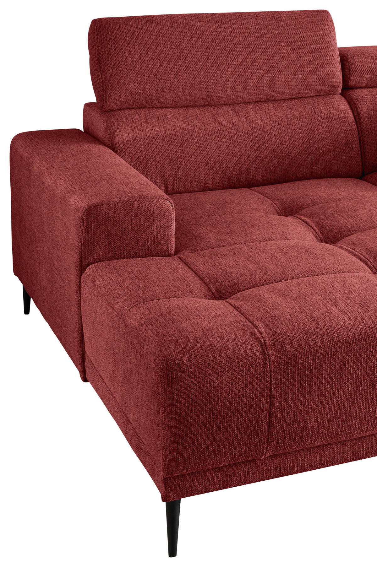 ECKSOFA in Chenille Rot  - Rot/Schwarz, Konventionell, Textil/Metall (200/188cm) - Livetastic