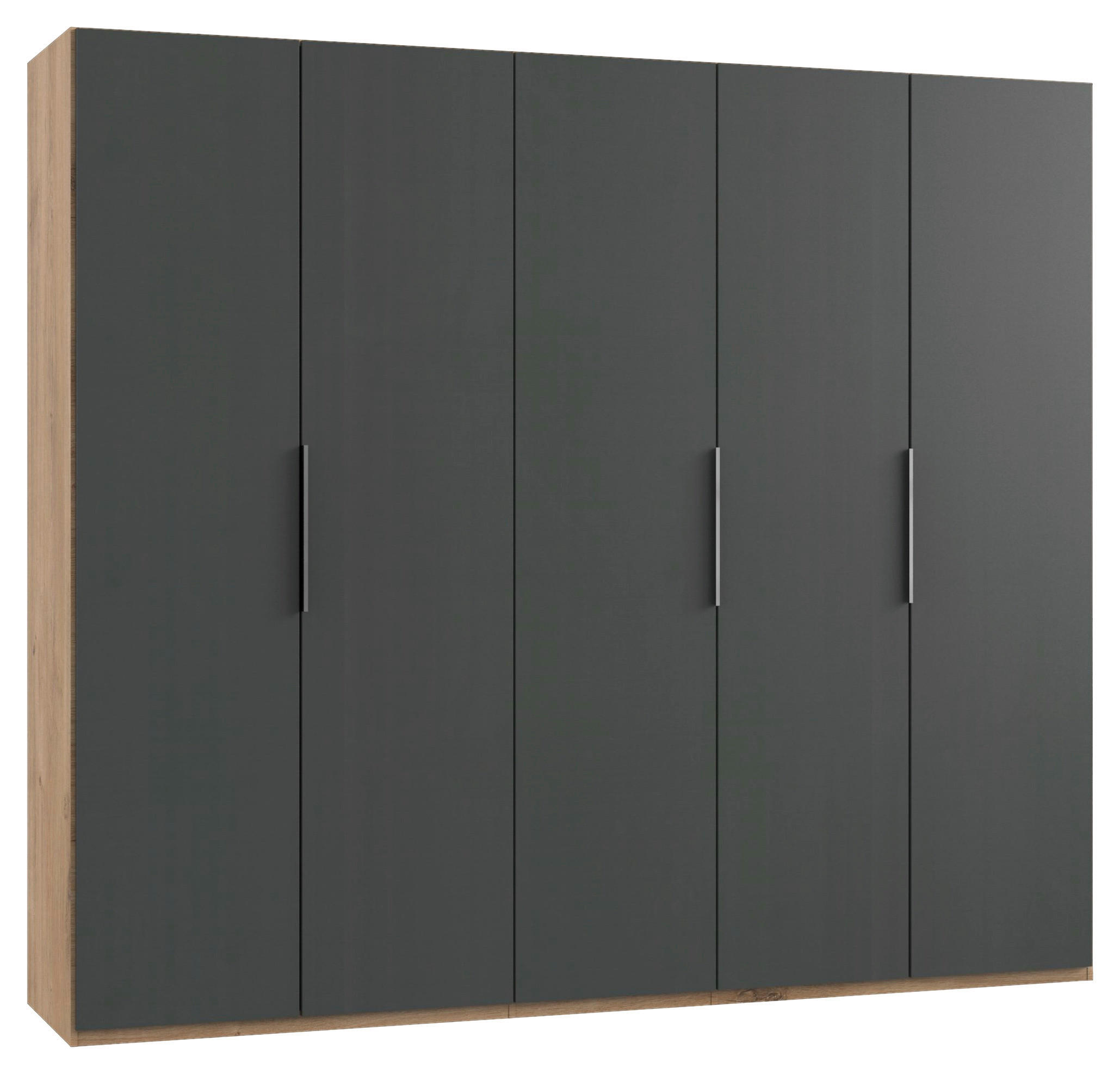 DREHTÜRENSCHRANK in Graphitfarben, Eichefarben  - Chromfarben/Eichefarben, Modern, Holzwerkstoff (250/216/58cm) - MID.YOU