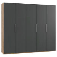 DREHTÜRENSCHRANK  in Graphitfarben, Eichefarben  - Chromfarben/Eichefarben, MODERN, Holzwerkstoff (250/216/58cm) - MID.YOU