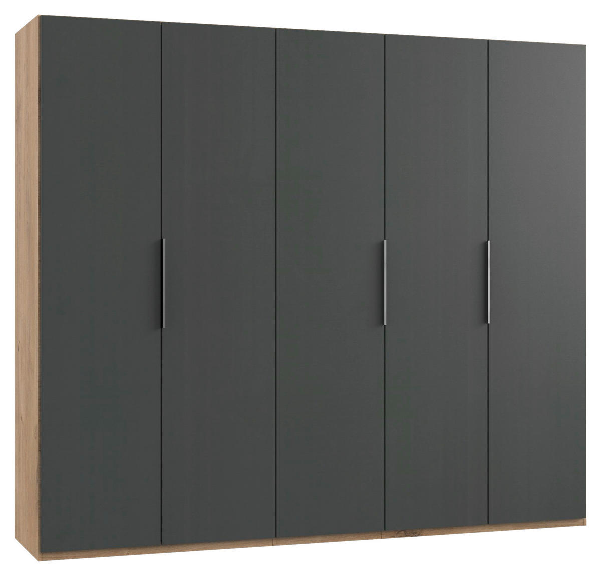 DREHTÜRENSCHRANK  in Graphitfarben, Eichefarben  - Chromfarben/Eichefarben, MODERN, Holzwerkstoff (250/216/58cm) - MID.YOU