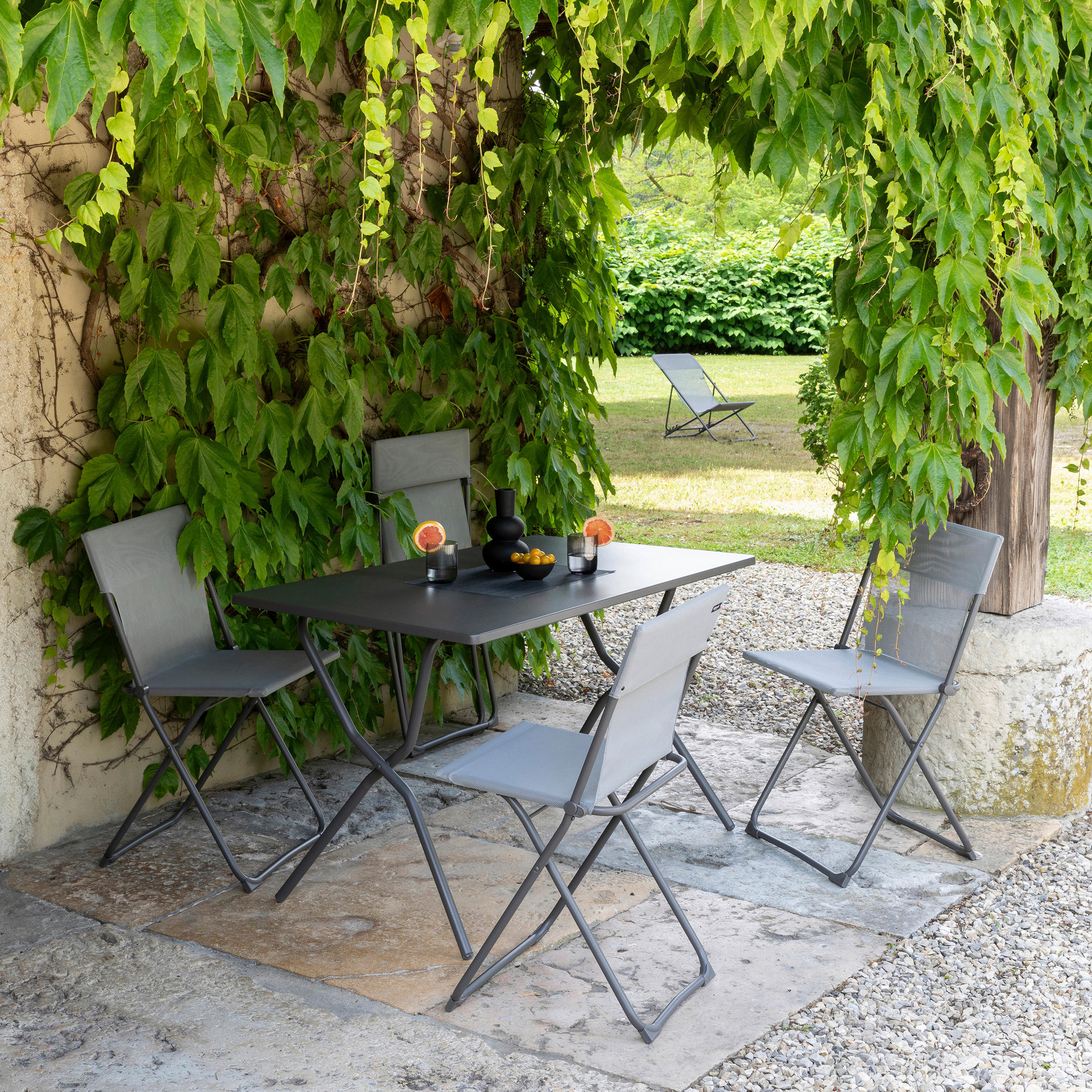 GARTENKLAPPTISCH 120/64/73 cm Metall rechteckig  - Anthrazit/Titanfarben, Basics, Metall (120/64/73cm) - Lafuma Mobilier