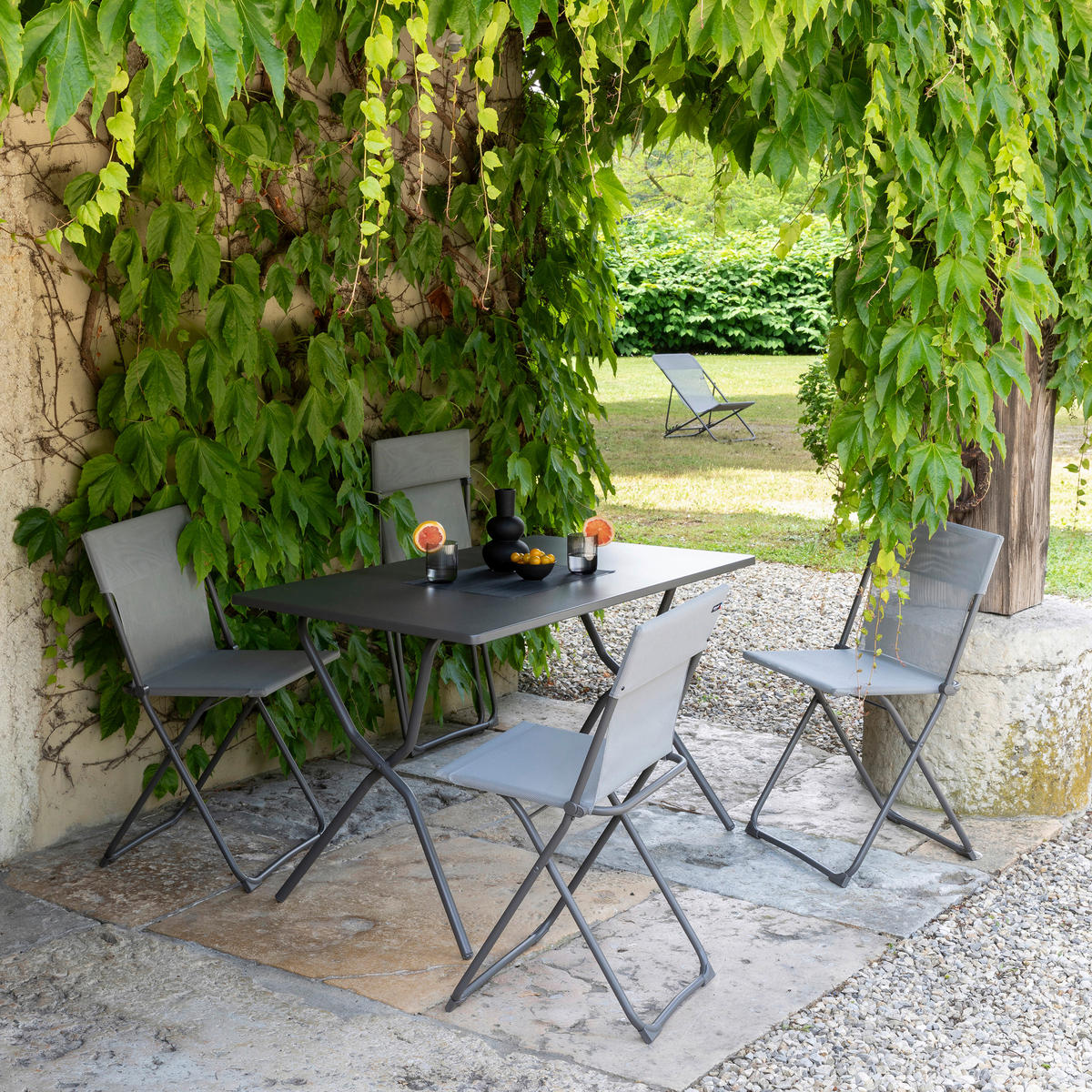 GARTENKLAPPTISCH 120/64/73 cm Metall rechteckig  - Anthrazit/Titanfarben, Basics, Metall (120/64/73cm) - Lafuma Mobilier