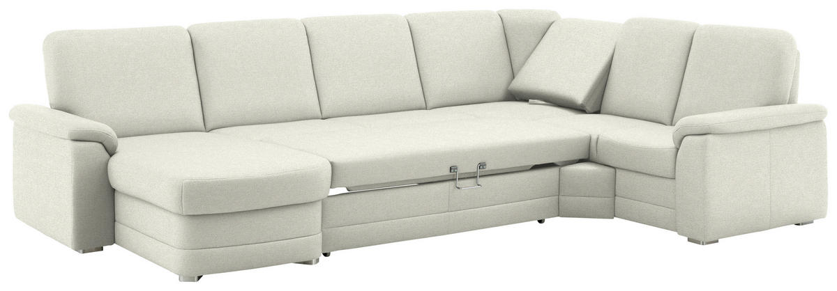 WOHNLANDSCHAFT  in Chenille Creme  - Creme/Alufarben, KONVENTIONELL, Holz/Textil (160/329/235cm) - Beldomo Comfort