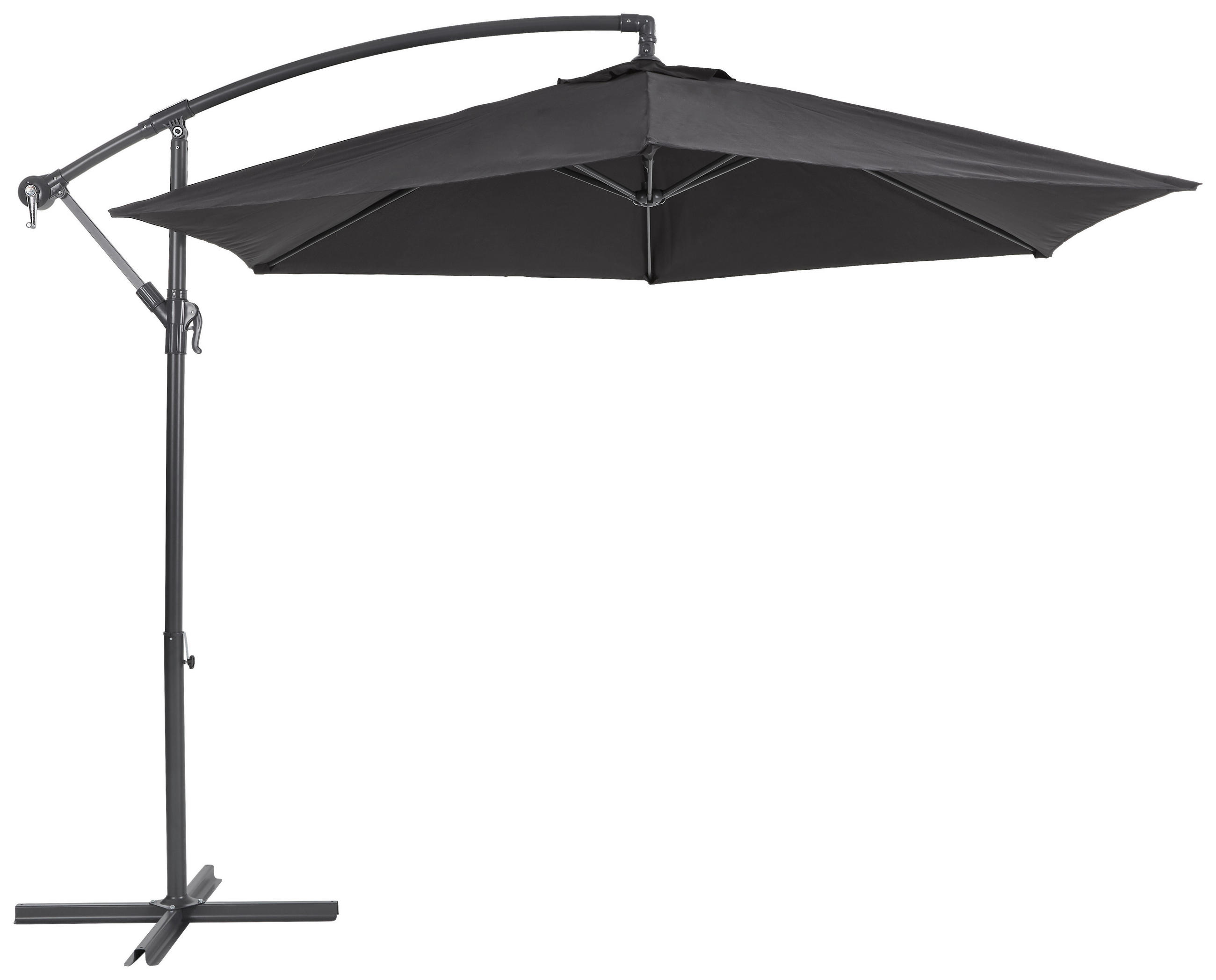 Umbrelă Cu Picior Lateral  300/300 cm  - antracit/negru, Konventionell, metal/textil (300/300cm)