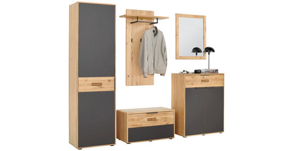 SCHUHSCHRANK 84/104/38 cm  - Eiche Bianco/Anthrazit, Natur, Glas/Holz (84/104/38cm) - Linea Natura