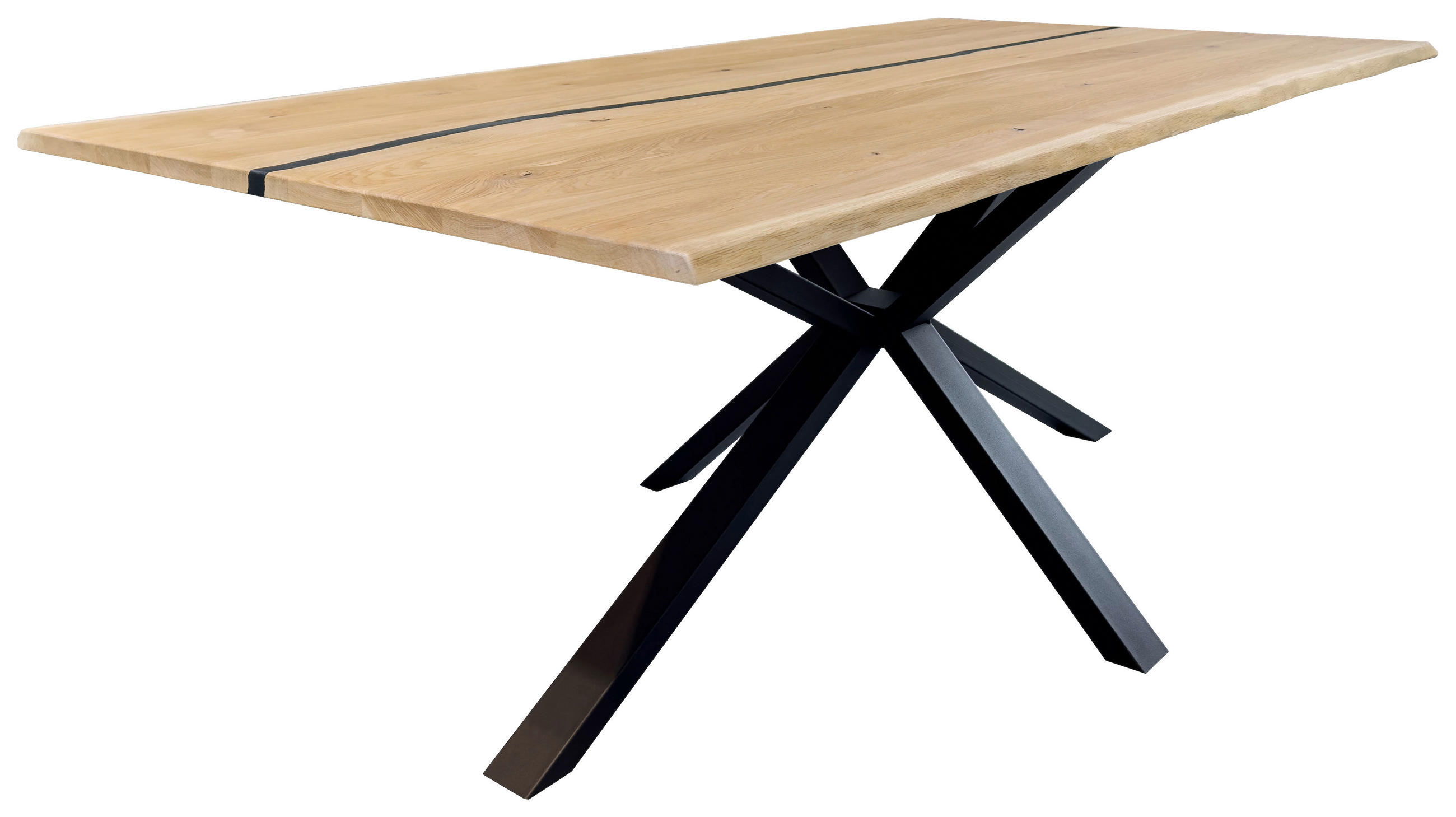 ESSTISCH Wildeiche massiv rechteckig Braun  - Schwarz/Braun, Natur, Holz/Metall (160/90/75cm) - Livetastic