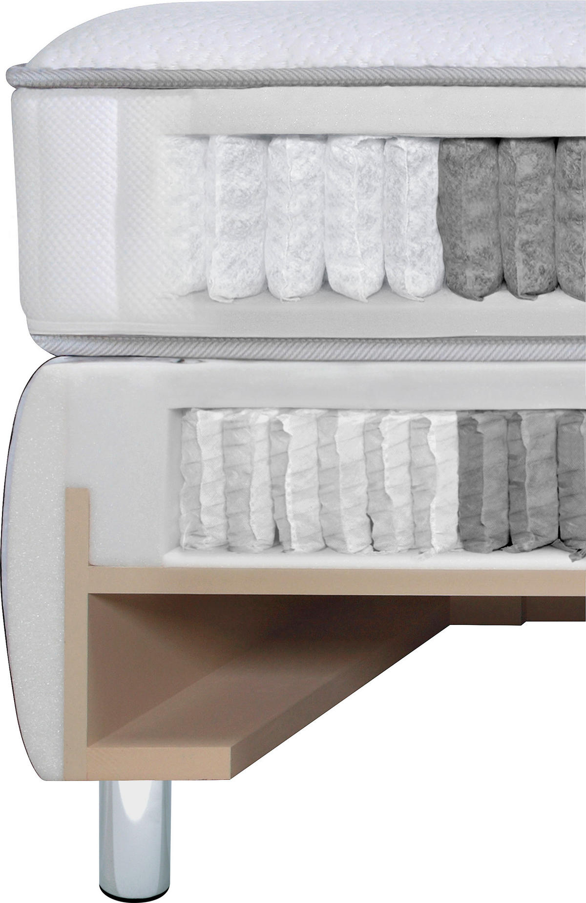BOXSPRINGBETT 200/200 cm  in Creme  - Creme/Kupferfarben, Konventionell, Textil/Metall (200/200cm) - Ambiente