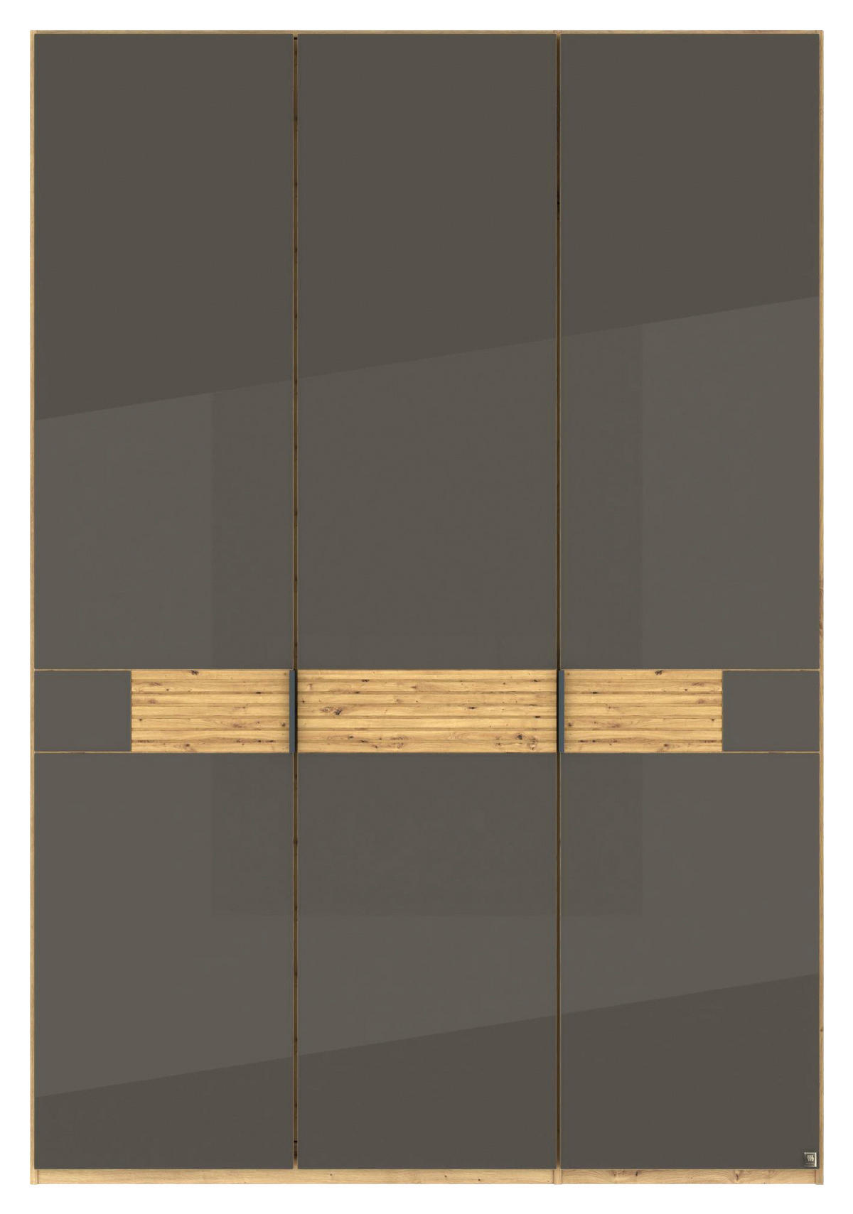 DREHTÜRENSCHRANK 150/216/58 cm,  in Eiche Bianco, 3 Tür(en)  - Schieferfarben/Eiche Bianco, Design, Glas/Holz (150/216/58cm) - Musterring