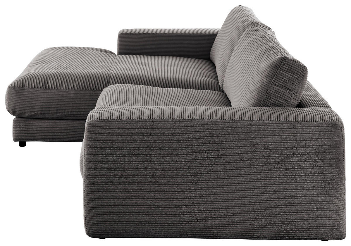 ECKSOFA in Cord Dunkelgrau  190/270 cm  - Dunkelgrau/Schwarz, Design, Kunststoff/Textil (190/270cm) - Lomoco