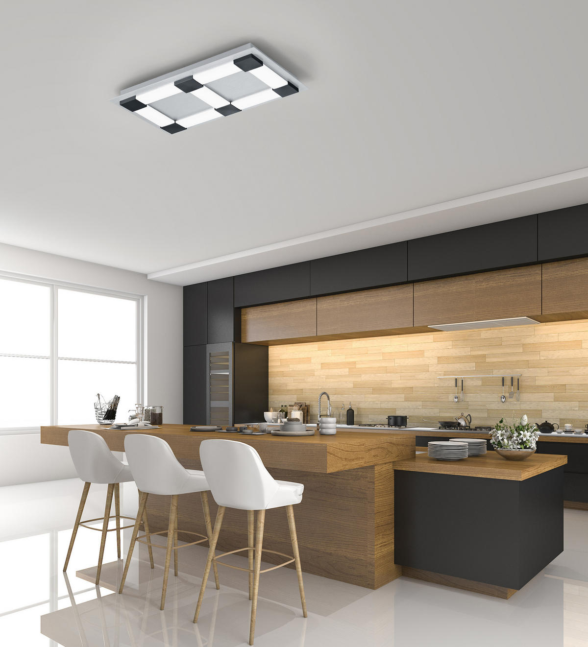 LED-DECKENLEUCHTE 60/36/6 cm    - Anthrazit, Design, Metall (60/36/6cm) - BOPP
