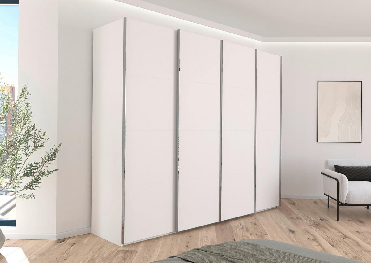 SCHWEBETÜRENSCHRANK 271/235/68 cm 4-türig Weiß  - Chromfarben/Weiß, Design, Holzwerkstoff/Metall (271/235/68cm) - Novel