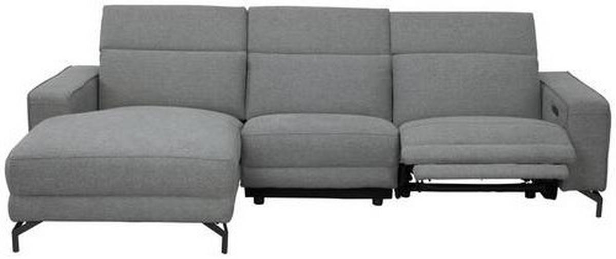 ECKSOFA Grau Webstoff  - Schwarz/Grau, Design, Textil/Metall (176/278cm) - Livetastic