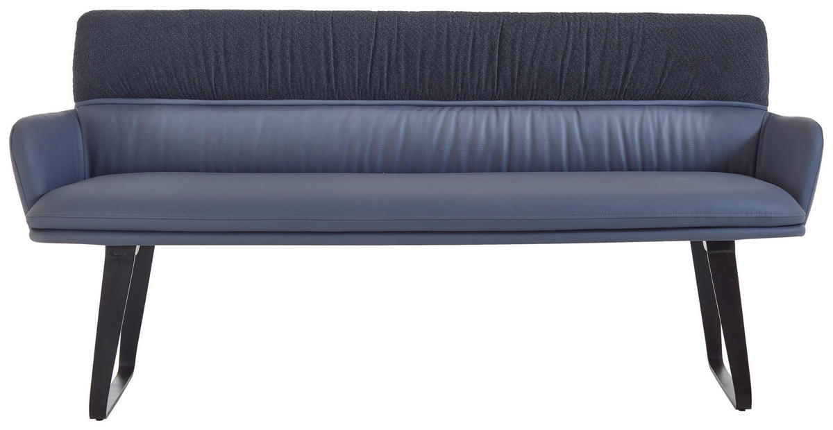 SITZBANK 180/86/68 cm  in Hellgrau  - Hellgrau/Schwarz, Design, Textil/Metall (180/86/68cm) - Valdera