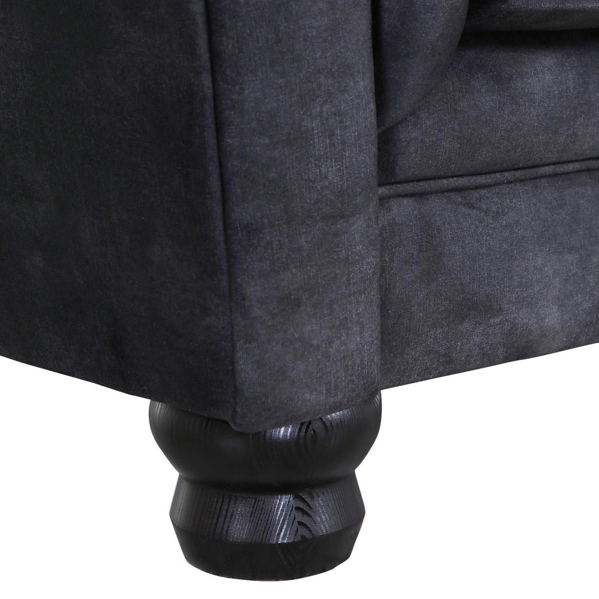 CHESTERFIELD-SOFA in Flachgewebe Anthrazit  - Anthrazit/Schwarz, Konventionell, Textil (203/79/93cm) - Livetastic