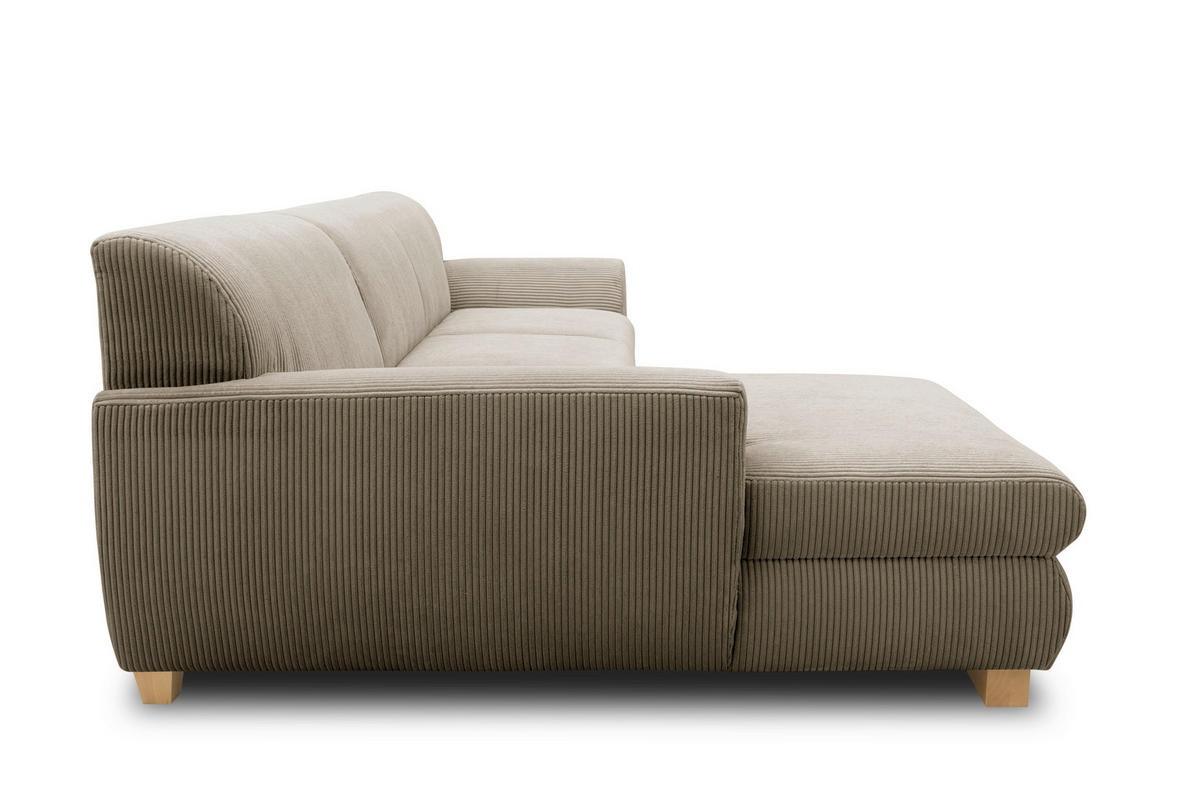 ECKSCHLAFSOFA NIKA Schlammfarben Webstoff  - Schlammfarben/Silberfarben, Basics, Holz/Textil (277/156cm) - MID.YOU