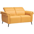 2-SITZER-SOFA in Leder Currygelb  - Currygelb/Schwarz, Design, Leder/Metall (162/79/104cm) - Emilio Belluti