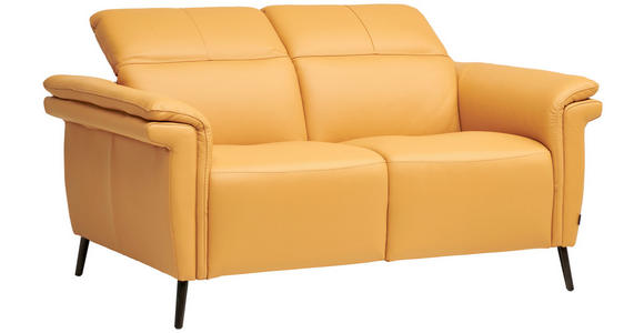 2-SITZER-SOFA in Leder Currygelb - Currygelb/Schwarz, Design, Leder/Metall (162/79/104cm) - Emilio Belluti