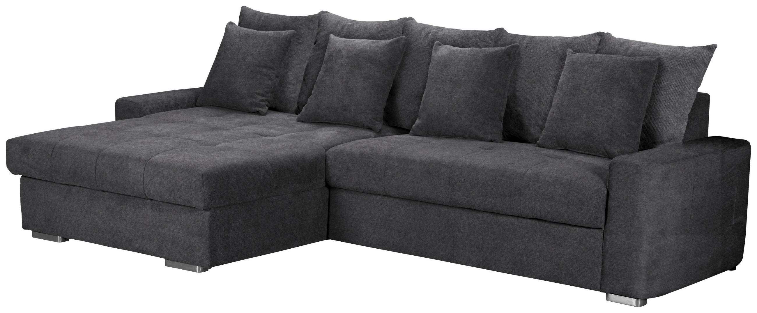 ECKSOFA SALVADOR Dunkelgrau Mikrofaser  - Wengefarben/Dunkelgrau, MODERN, Holz/Textil (164/293cm) - MID.YOU