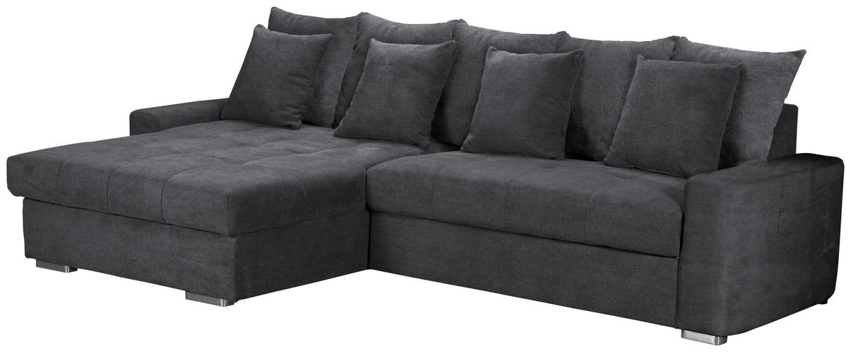 ECKSOFA SALVADOR Dunkelgrau Mikrofaser  - Wengefarben/Dunkelgrau, MODERN, Holz/Textil (164/293cm) - MID.YOU