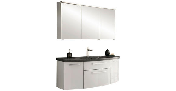 BADEZIMMER in 121,2 cm - Chromfarben/Weiß Hochglanz, KONVENTIONELL, Glas/Holzwerkstoff (121,2cm) - Novel