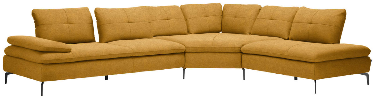 ECKSOFA in Flachgewebe Honig  344/271 cm  - Schwarz/Honig, Design, Textil/Metall (344/271cm) - Chilliano