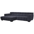ECKSOFA in Webstoff Dunkelgrau  182/279 cm  - Dunkelgrau/Schwarz, KONVENTIONELL, Textil/Metall (182/279cm) - Hom`in