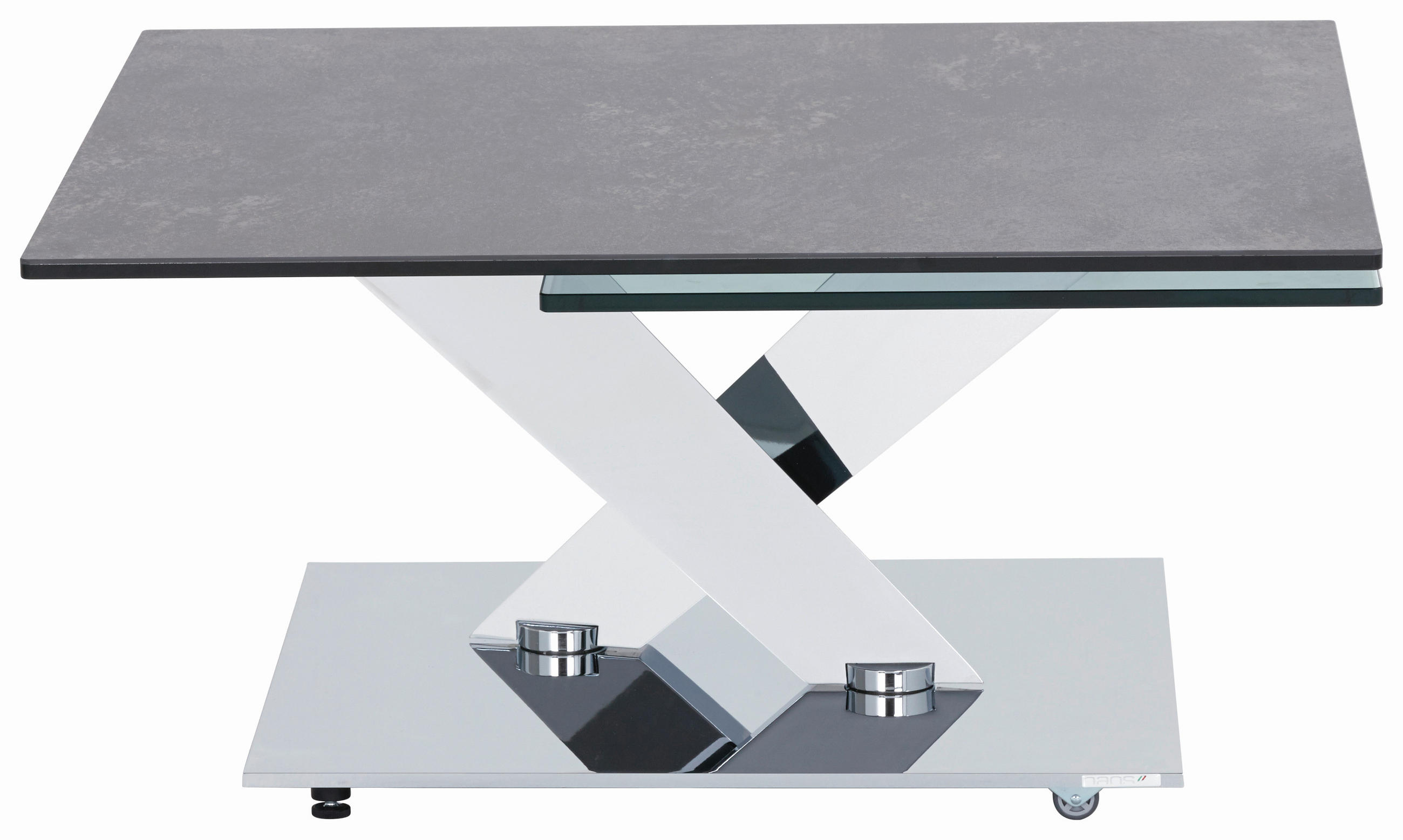 COUCHTISCH Naos Calypso Sicherheitsglas 84-129/84-106/40 cm rechteckig Schwarz, Chromfarben, Transparent  - Chromfarben/Transparent, Design, Glas/Keramik (84-129/84-106/40cm) - Naos