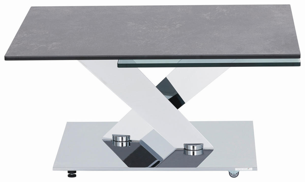 COUCHTISCH in Metall, Glas, Keramik 84-129/84-106/40 cm  - Chromfarben/Transparent, Design, Glas/Keramik (84-129/84-106/40cm)