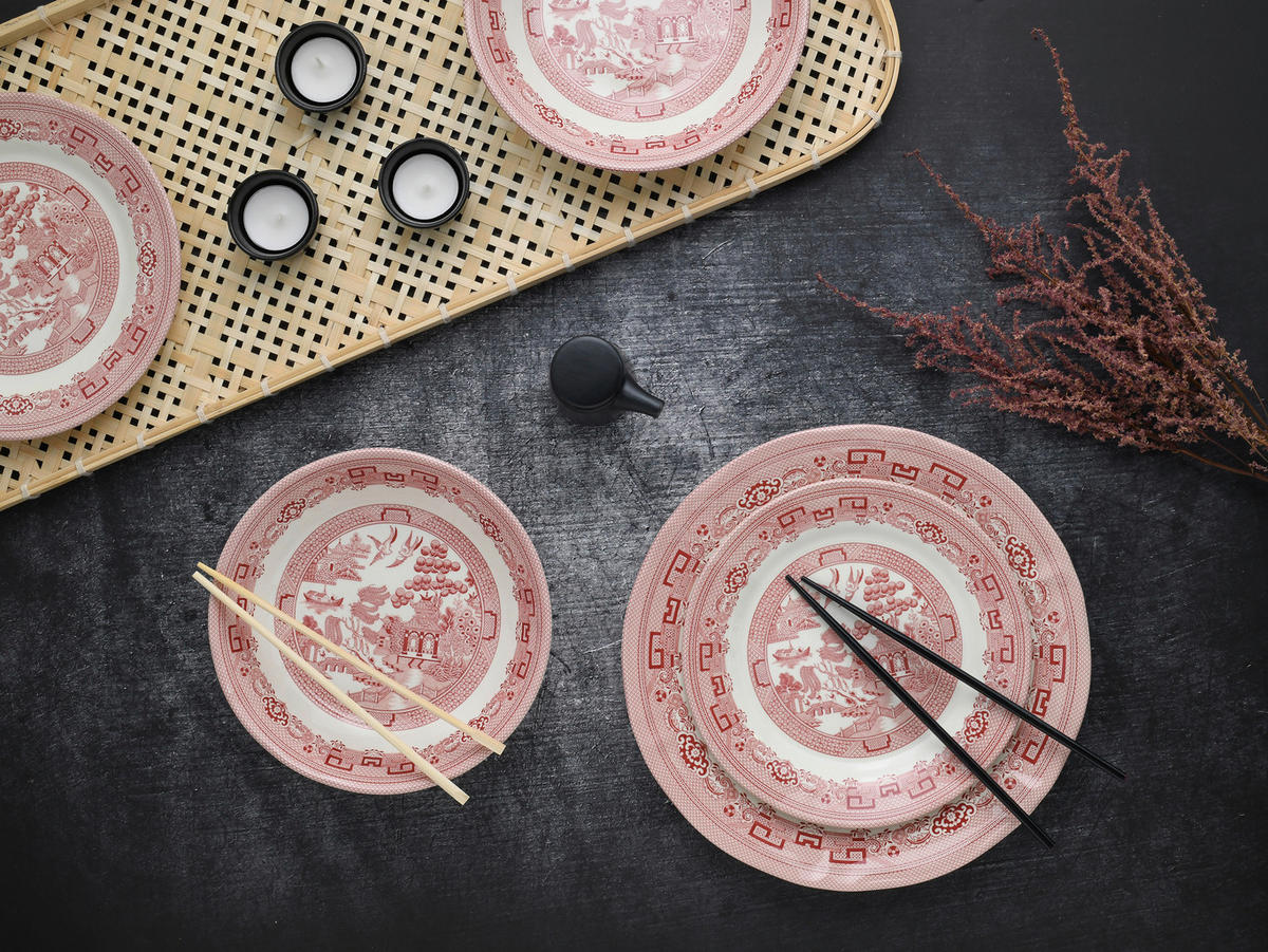 SERVIS China Town 18 delar  - vit/röd, Basics, keramik (31/30/32cm) - Creatable