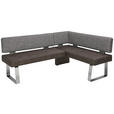ECKBANK 226/156 cm in Grau, Edelstahlfarben - Edelstahlfarben/Grau, Design, Textil/Metall (226/156cm) - Moderano